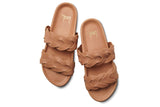 Pato leather platform sandal in honey - product top shot