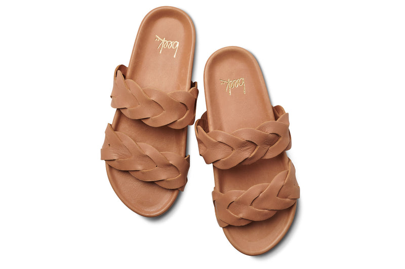 Pato leather platform sandal in honey - product top shot