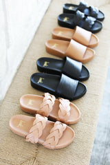 Pato leather platform sandal and Pelican leather platform sandal group product shot