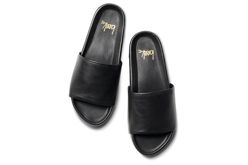 Pelican platform slide sandal - black - top shot