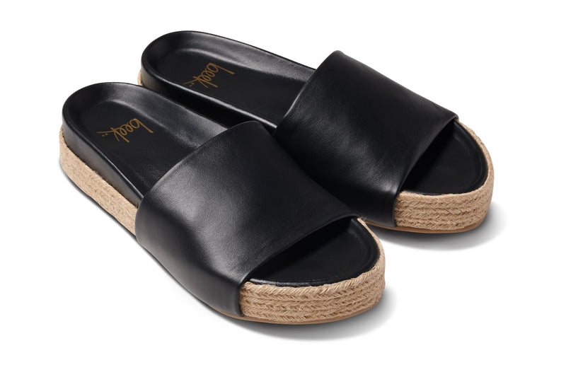 Pelican Jute platform sandal - black - angle shot