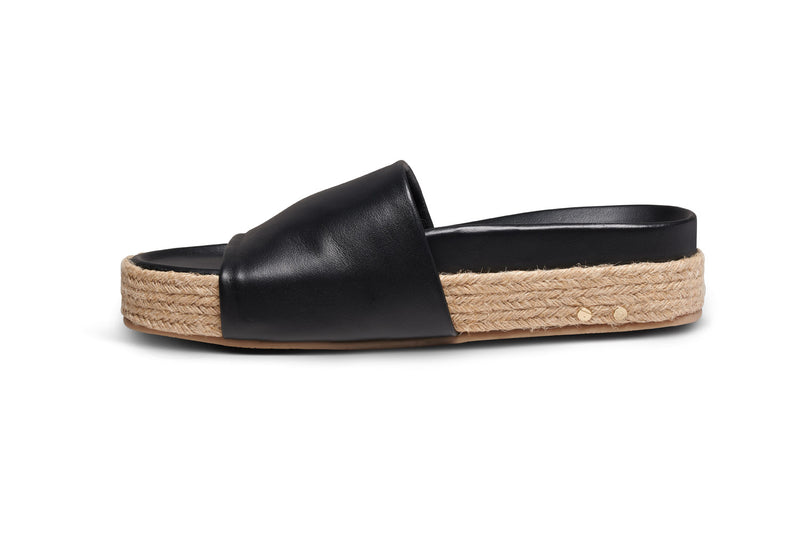Pelican Jute platform sandal - black - side shot