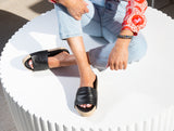 Pelican Jute platform sandal - black - on model shot