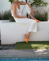 Pelican Jute platform sandal - papaya - on model shot