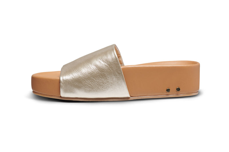 Pelican platform sandal - platinum/beach - side shot