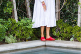 Pelican platform sandal - red - on model shot