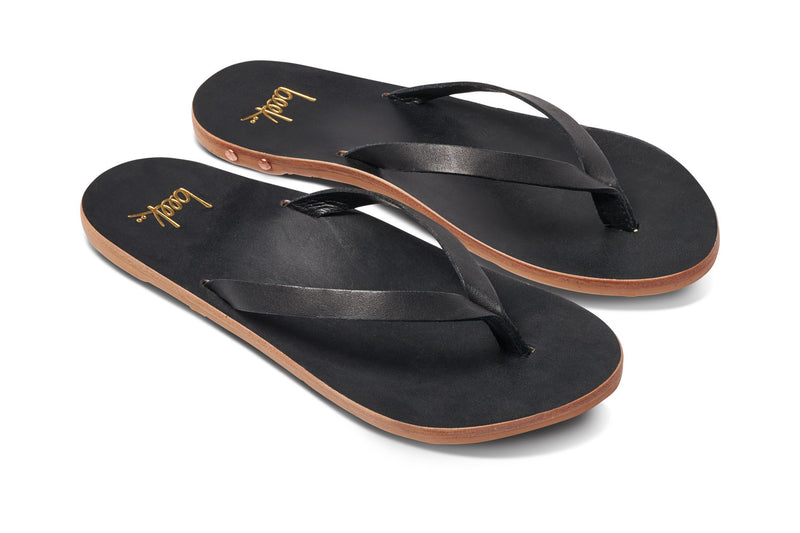 SEABIRD Black Leather Thong Sandal