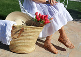 Seriema ankle wrap sandal - beach - on model shot