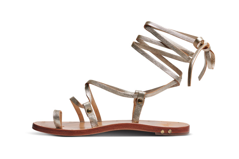 Seriema ankle wrap sandal - platinum/beach - side shot