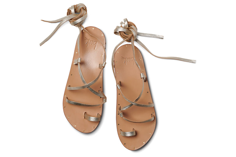 Seriema ankle wrap sandal - platinum/beach - top shot