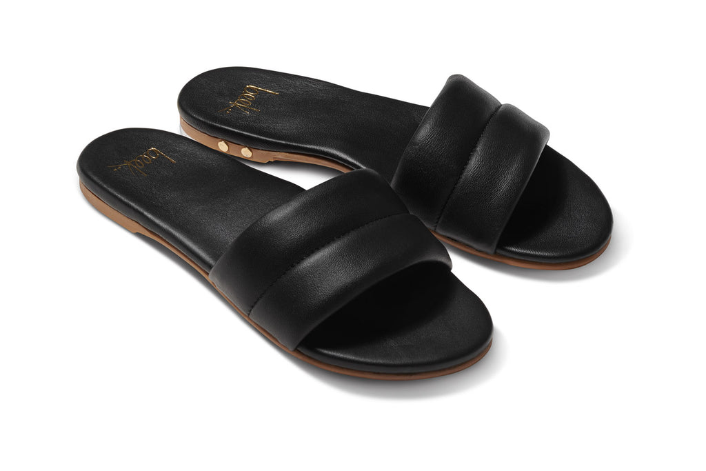 SUGARBIRD Black Leather Slide Sandal beek