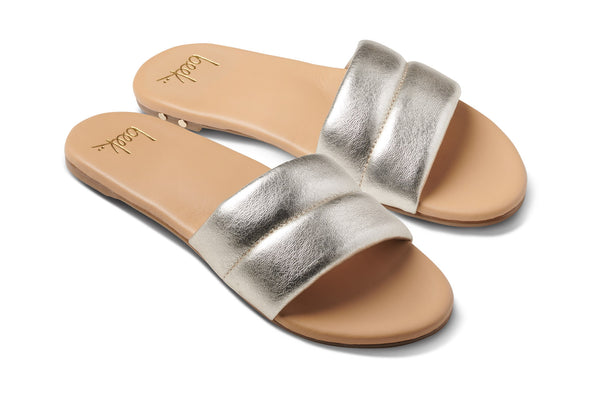 Sugarbird slide sandal - platinum/beach - angle shot