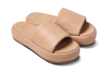 Trumpeter leather platform sandal in beach - product angle shot